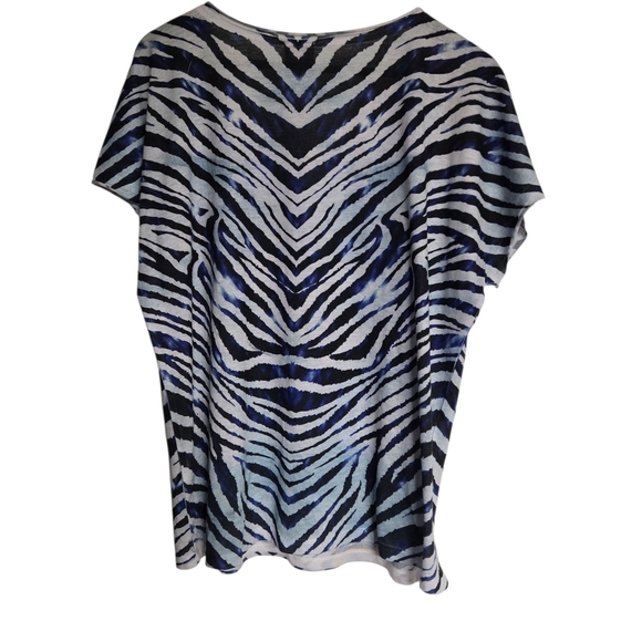 Chico's Blue and Orange Swirl Print Blouse Animal Print (2) - Picture 2 of 3